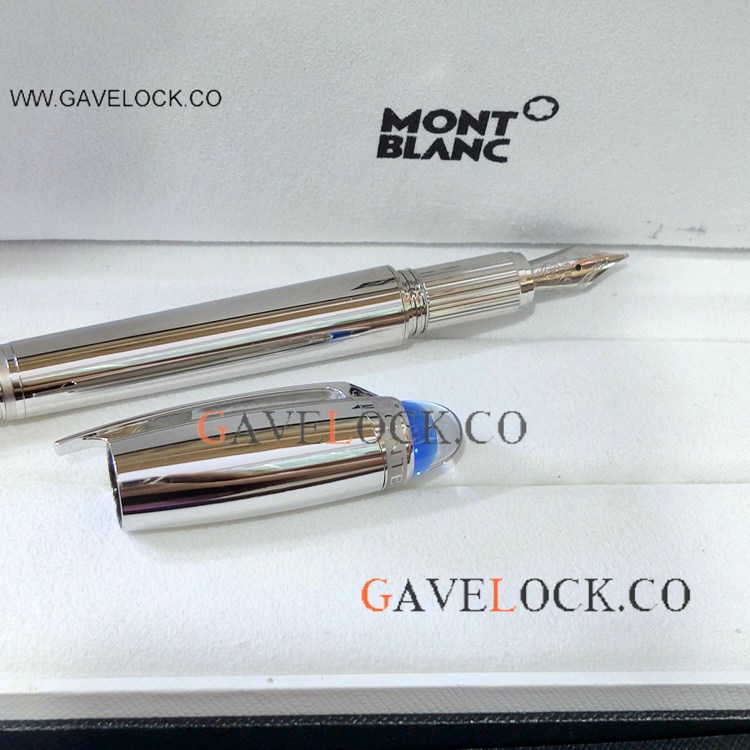 Faux Mont blanc Starwalker Blue Planet Fountain Pen Silver